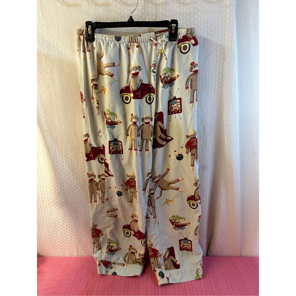 Nick Nora pajamas pants sock monkey small rn#17730